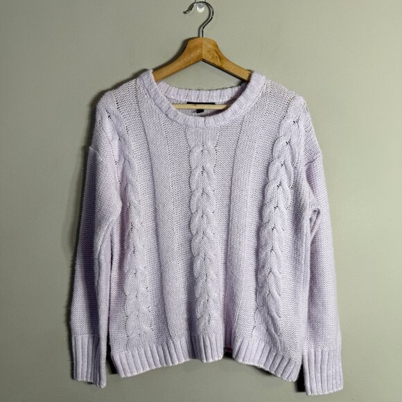Banana Republic Chunky Cable Knit Sweater Pullover Women's Small Lilac Academia - Picture 2 of 11